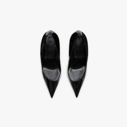 Pointed-Toe Stiletto Pumps in Metallic Gold Finish with Sculpted High Heel for Standout Style