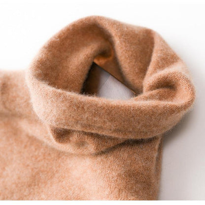 Cashmere Blend Turtleneck Sweater with Merino Wool, Slim Fit for Women in Vintage