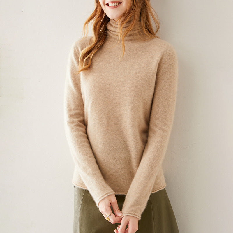Cashmere Blend Turtleneck Sweater with Merino Wool, Slim Fit for Women in Vintage