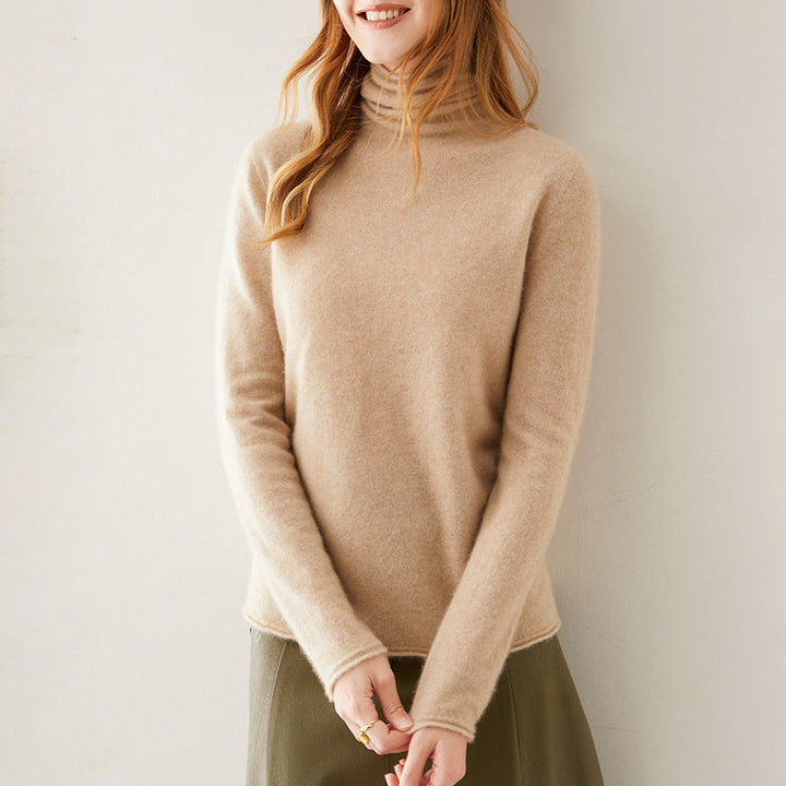 Cashmere Blend Turtleneck Sweater with Merino Wool, Slim Fit for Women in Vintage