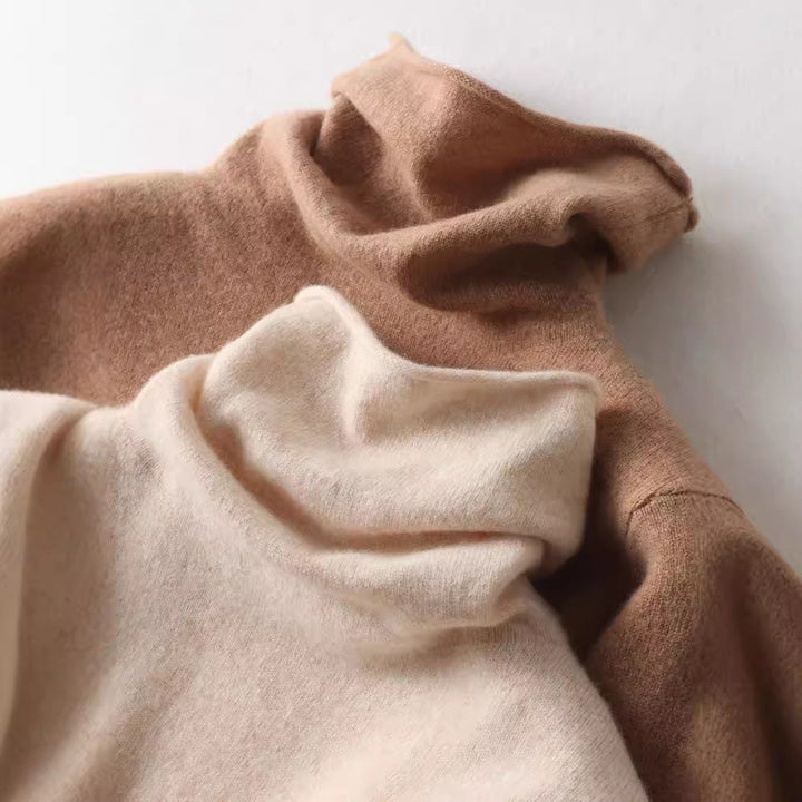 Cashmere Blend Turtleneck Sweater with Merino Wool, Slim Fit for Women in Vintage