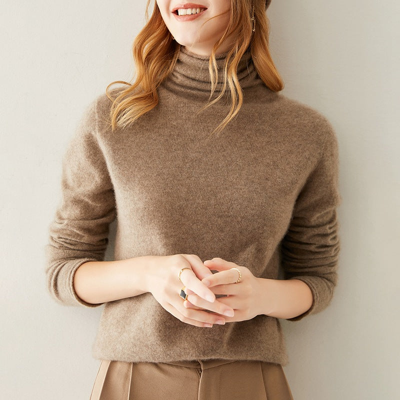 Cashmere Blend Turtleneck Sweater with Merino Wool, Slim Fit for Women in Vintage