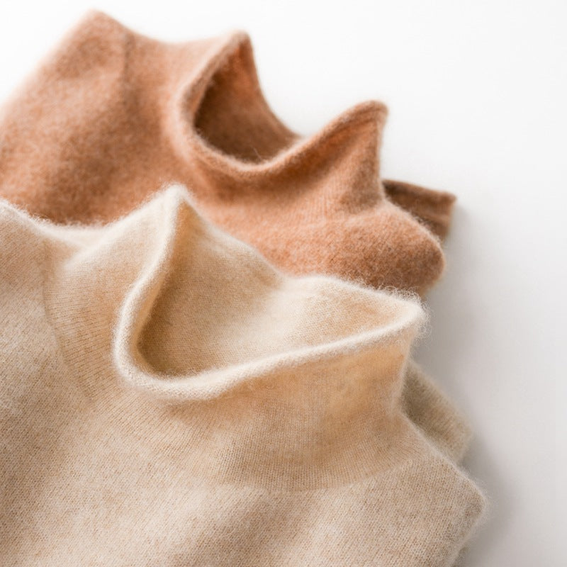Cashmere Blend Turtleneck Sweater with Merino Wool, Slim Fit for Women in Vintage