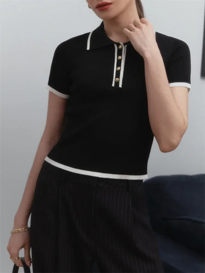 Cotton Polo Shirt with Contrast Trim, Slim Fit and Structured Collar in White