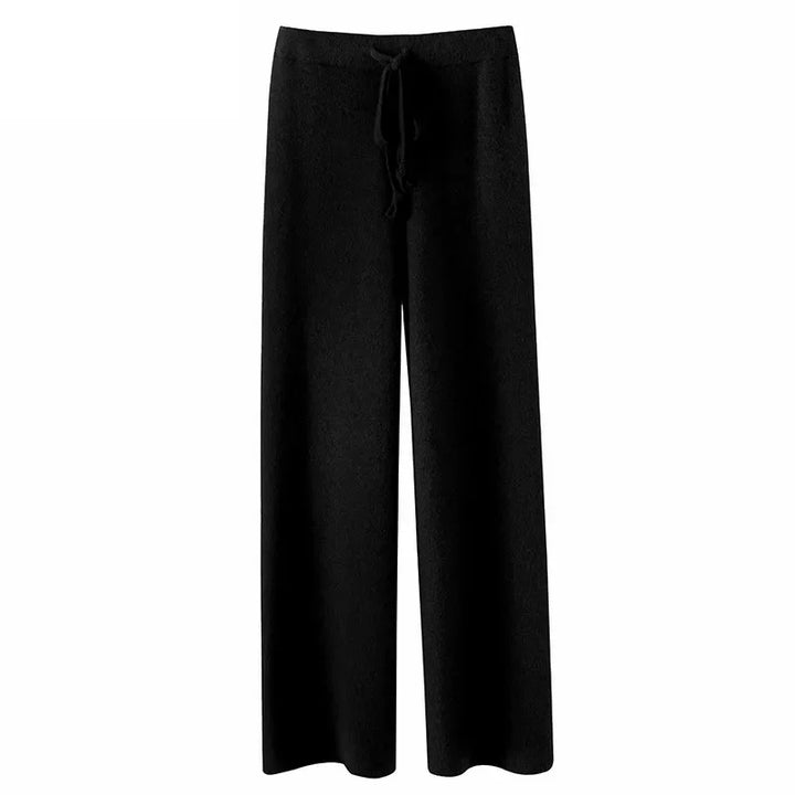 Sweatpants in Cashmere Wool Blend with Adjustable High-Rise Elastic Waist, Khaki