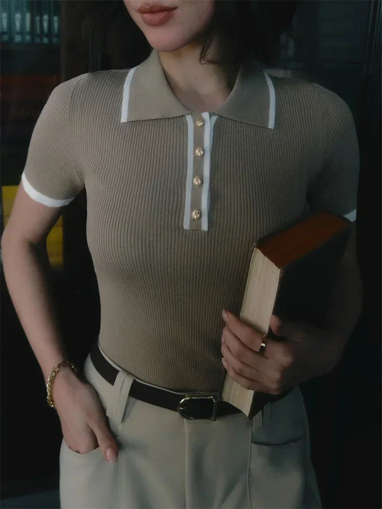 Cotton Polo Shirt with Contrast Trim, Slim Fit and Structured Collar in White