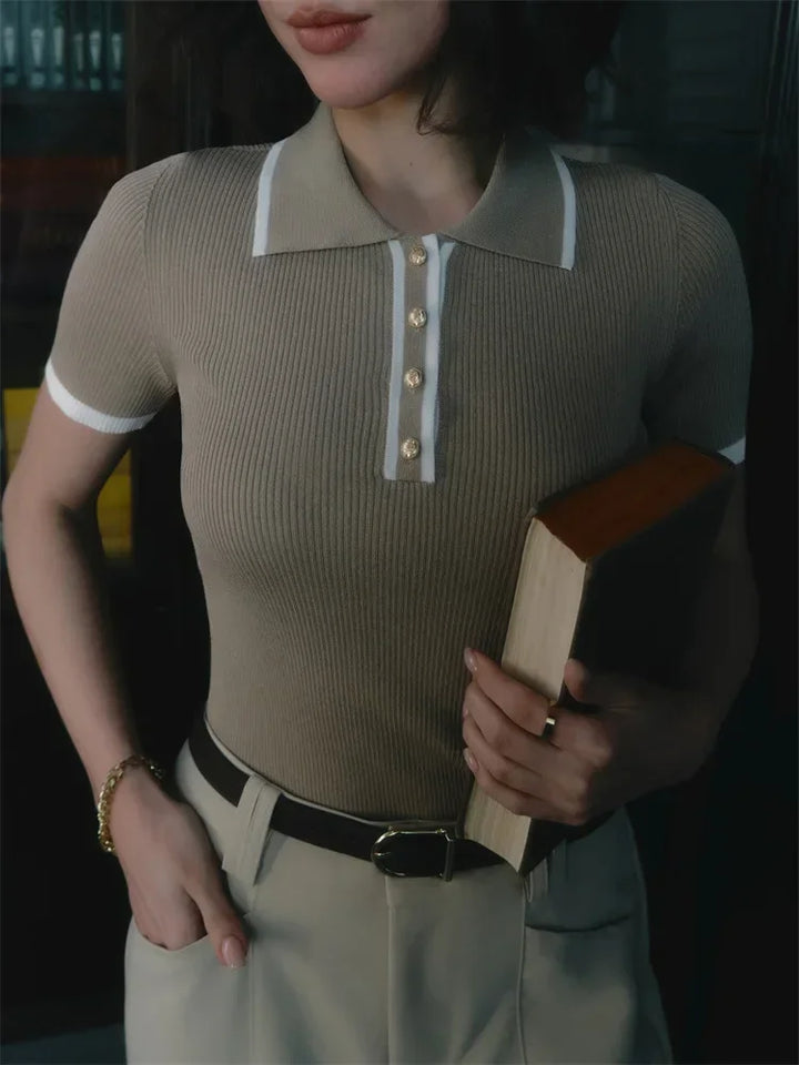 Cotton Polo Shirt with Contrast Trim, Slim Fit and Structured Collar in White