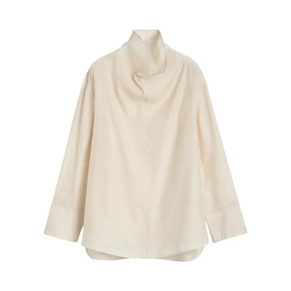 Linen Pullover Top with Lightweight Drape and Relaxed Standard Fit in Ivory