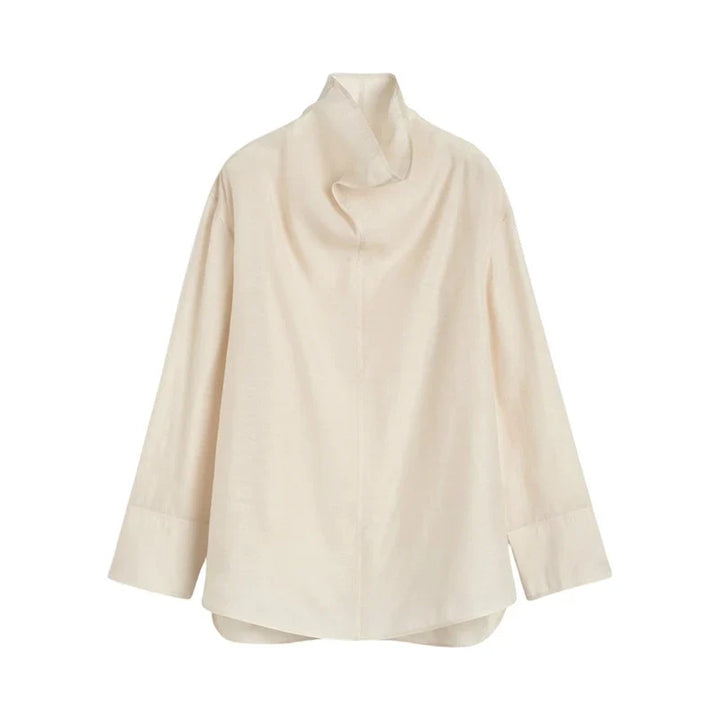 Linen Pullover Top with Lightweight Drape and Relaxed Standard Fit in Ivory