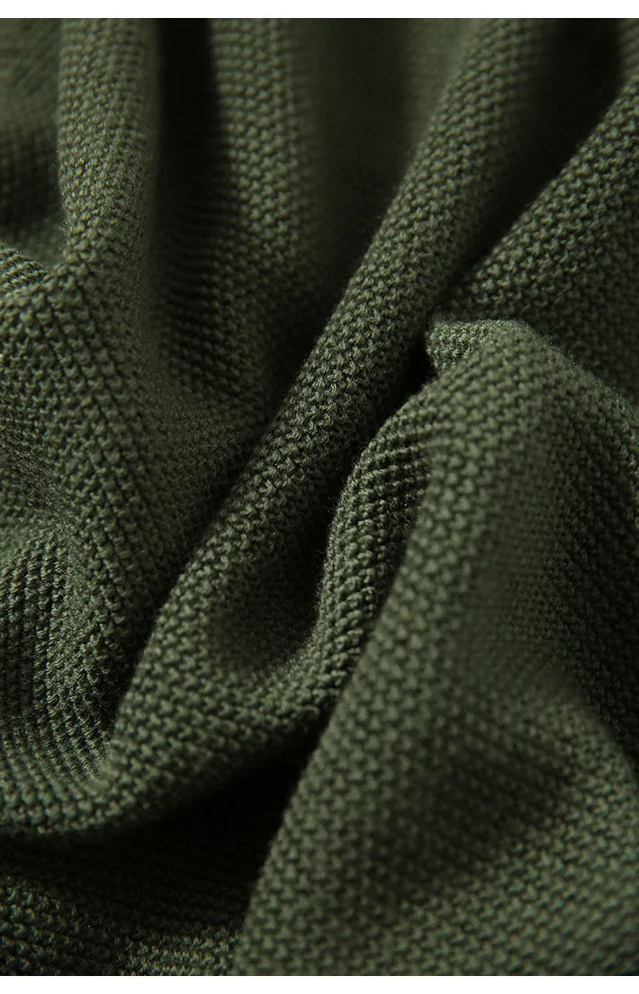 Merino Wool Zip Cardigan with Standing Collar, Double-Zip Closure and Ribbed Knit Texture