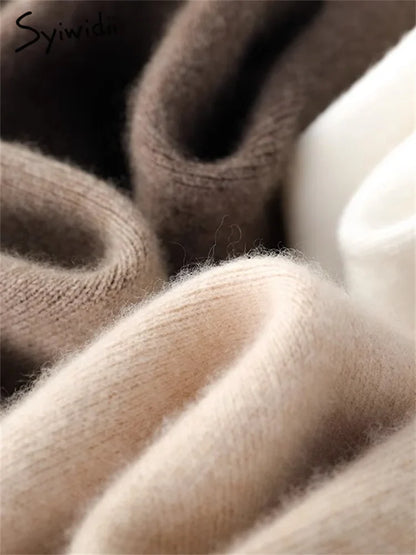 Sweatpants, High-Waist Wide-Leg Style in Soft Cashmere Blend Fabric with Elastic Waist