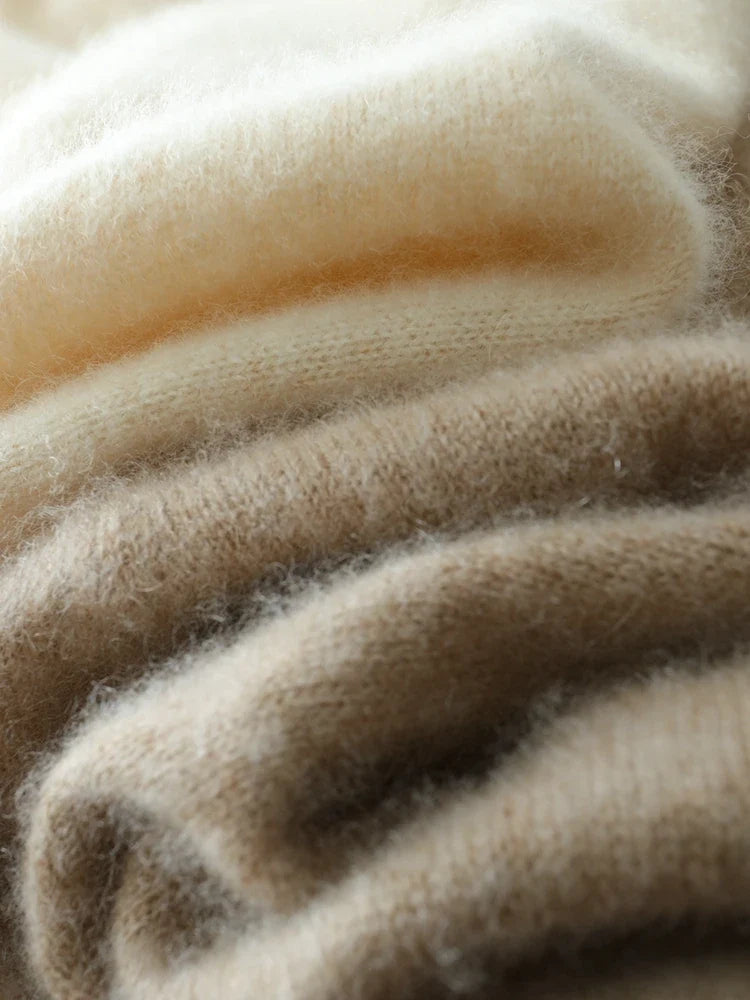 Cashmere Crossover Collar Sweater with Relaxed Standard Fit in Soft Pink