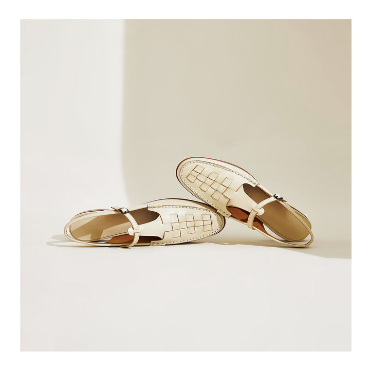 Leather Slingback Sandals with Woven Straps and Cushioned Footbed, Women's Palermo