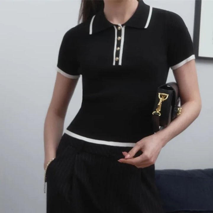 Cotton Polo Shirt with Contrast Trim, Slim Fit and Structured Collar in White