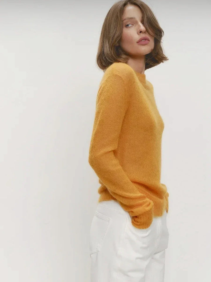 Crewneck Sweater in Soft Nylon-Cotton Knit with a Streamlined, Flattering Fit