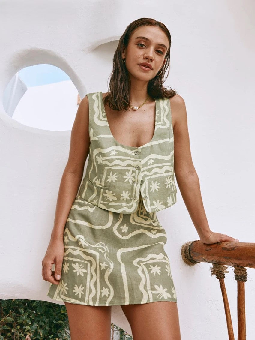 Co-ord Two-Piece Set with Relaxed Structured Fit and Mix-and-Match Styling in Lime