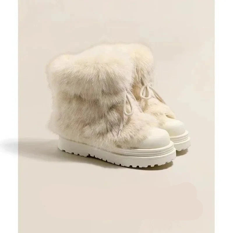 Faux Fur Snow Boots with Platform Sole and Insulated Lace-Up, Women's Aspen