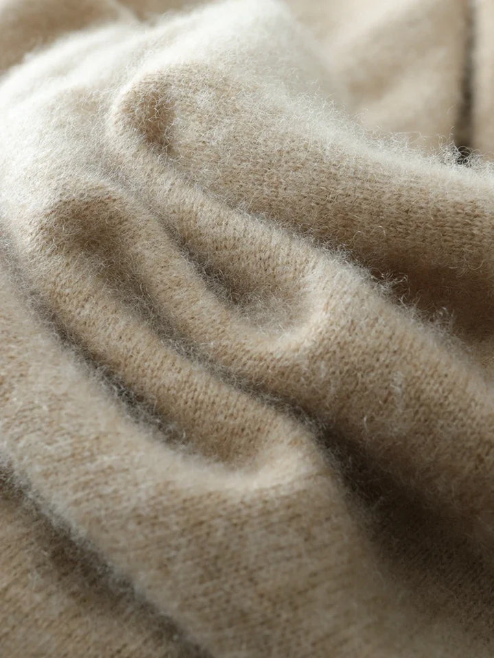 Cashmere Crossover Collar Sweater with Relaxed Standard Fit in Soft Pink