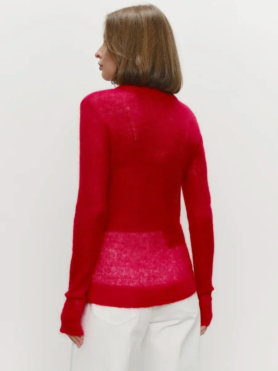Crewneck Sweater in Soft Nylon-Cotton Knit with a Streamlined, Flattering Fit