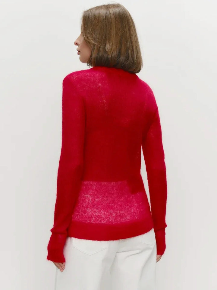 Crewneck Sweater in Soft Nylon-Cotton Knit with a Streamlined, Flattering Fit