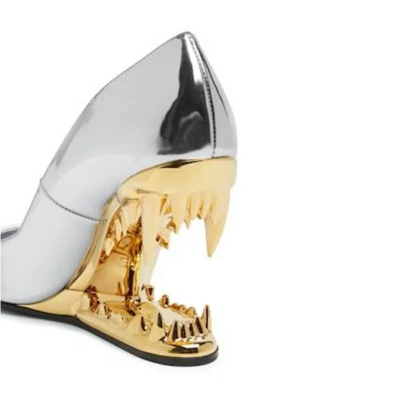 Pointed-Toe Stiletto Pumps in Metallic Gold Finish with Sculpted High Heel for Standout Style