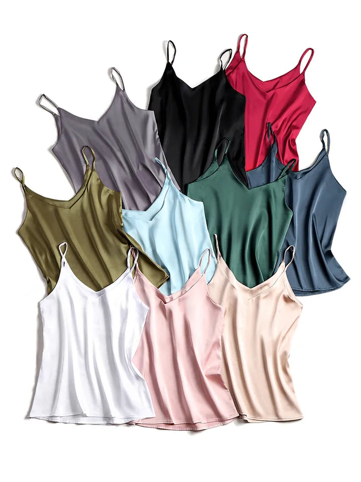 Silk Blend Camisole Top with Lustrous Satin Sheen, Relaxed Fit and Adjustable Straps