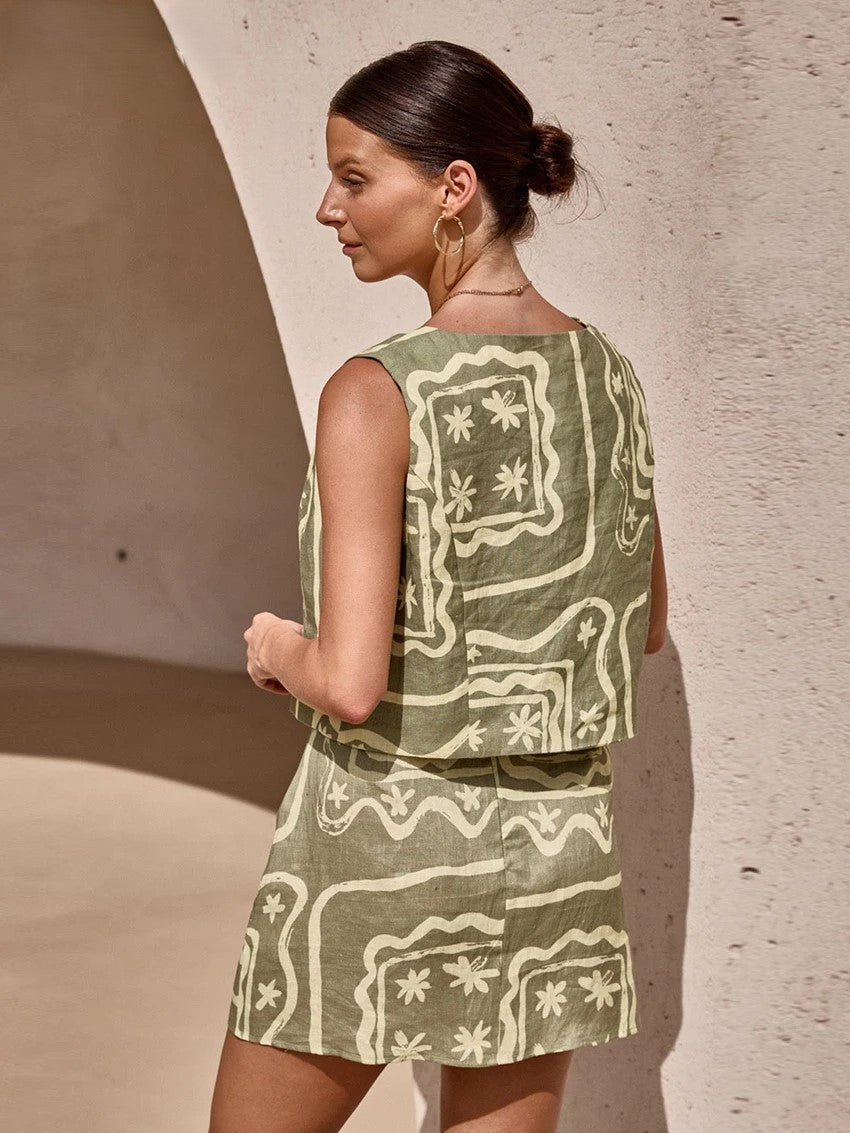 Co-ord Two-Piece Set with Relaxed Structured Fit and Mix-and-Match Styling in Lime