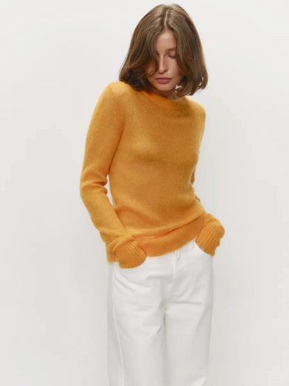Crewneck Sweater in Soft Nylon-Cotton Knit with a Streamlined, Flattering Fit