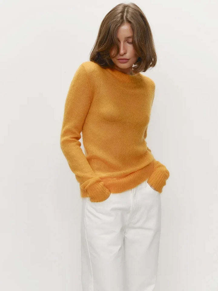 Crewneck Sweater in Soft Nylon-Cotton Knit with a Streamlined, Flattering Fit