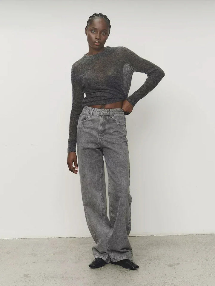 Crewneck Sweater in Soft Nylon-Cotton Knit with a Streamlined, Flattering Fit