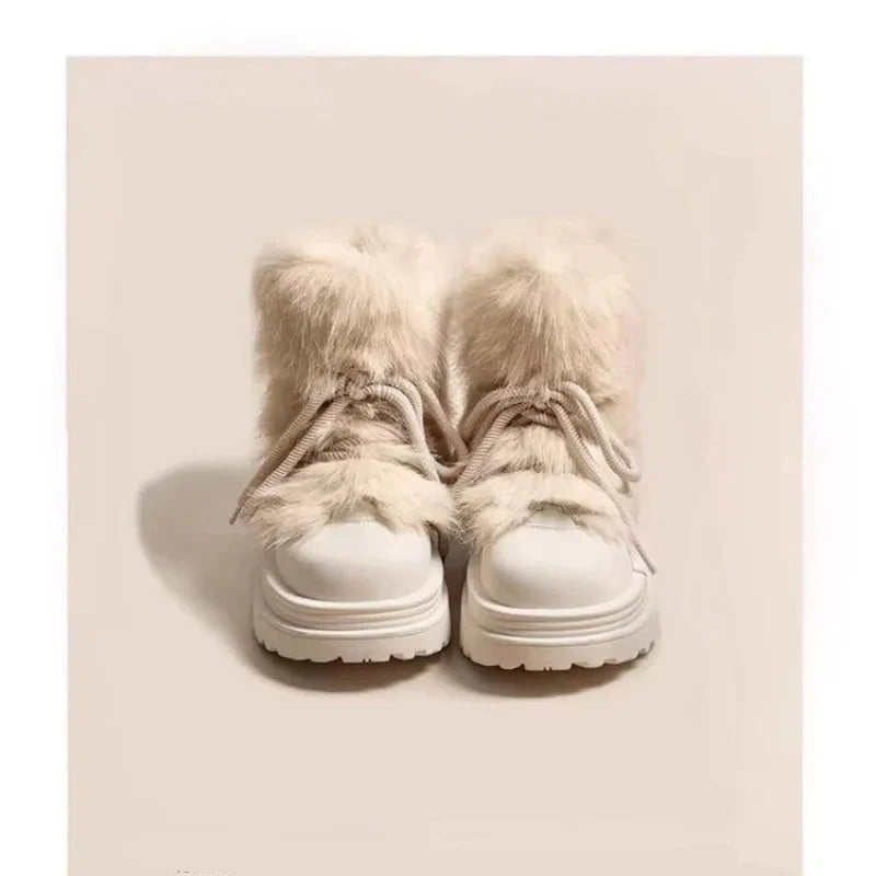 Faux Fur Snow Boots with Platform Sole and Insulated Lace-Up, Women's Aspen