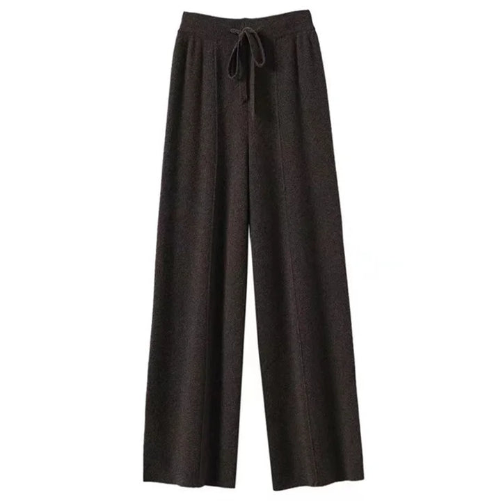 Wide-Leg Merino Wool Trousers with High-Waist Elastic Drawstring Waistband