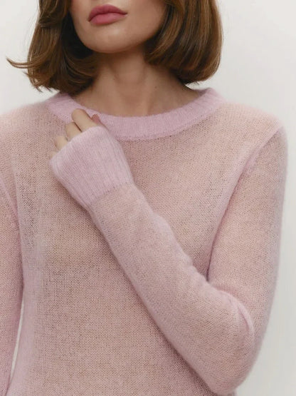 Crewneck Sweater in Soft Nylon-Cotton Knit with a Streamlined, Flattering Fit