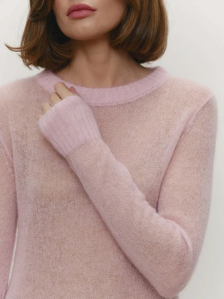 Crewneck Sweater in Soft Nylon-Cotton Knit with a Streamlined, Flattering Fit