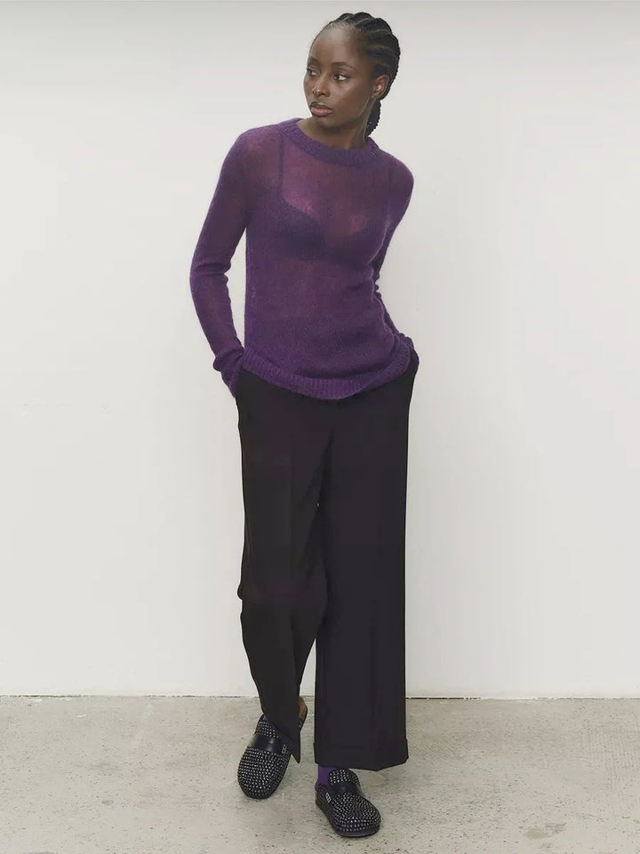 Crewneck Sweater in Soft Nylon-Cotton Knit with a Streamlined, Flattering Fit