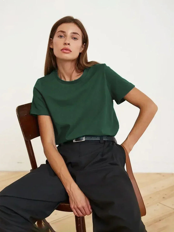 100% Cotton Crew Neck T-Shirt, Relaxed Fit Short Sleeve Tee for Everyday Layering in Black