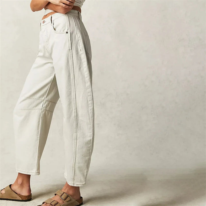 Barrel-Leg Jeans in Leopard Print with Mid-Rise Waist and Ankle-Length Wide Leg