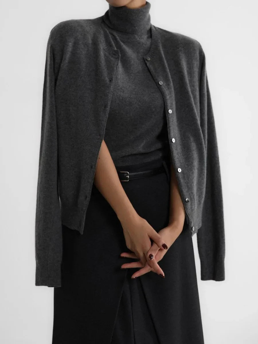 High-Neck Sweater Vest in Soft Wool-Cashmere Blend, Sleeveless Sculpted Fit with Structured Tall Neckline