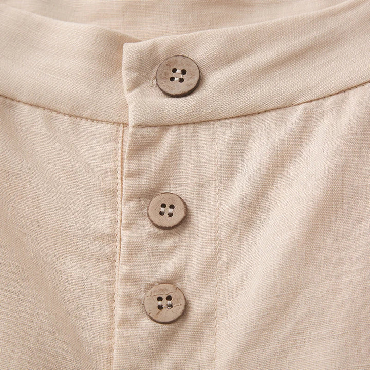 Wide-Leg Pant in 100% Cotton with Hidden Elastic Waistband, Button-Fly Front, and Ankle-Length Cut