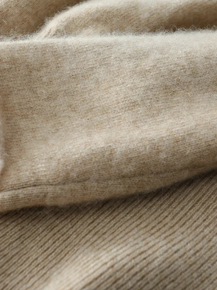 Cashmere Crossover Collar Sweater with Relaxed Standard Fit in Soft Pink