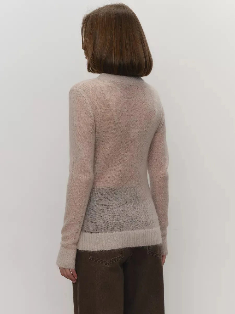 Crewneck Sweater in Soft Nylon-Cotton Knit with a Streamlined, Flattering Fit
