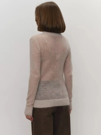 Crewneck Sweater in Soft Nylon-Cotton Knit with a Streamlined, Flattering Fit