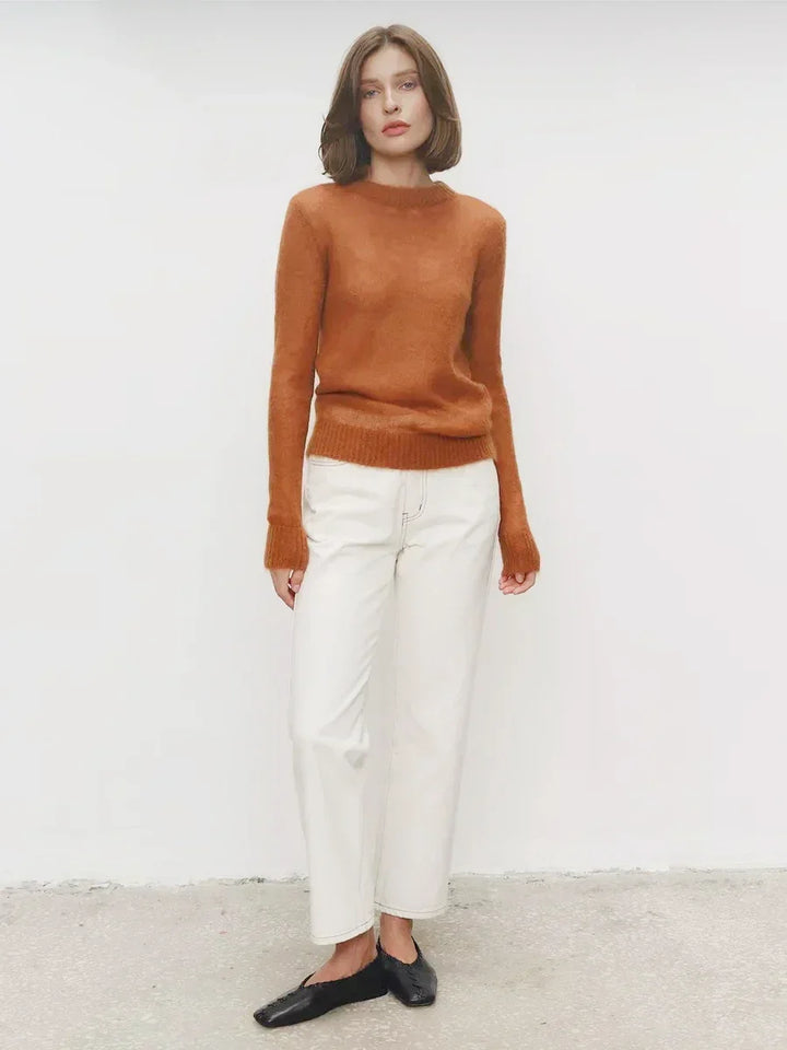 Crewneck Sweater in Soft Nylon-Cotton Knit with a Streamlined, Flattering Fit