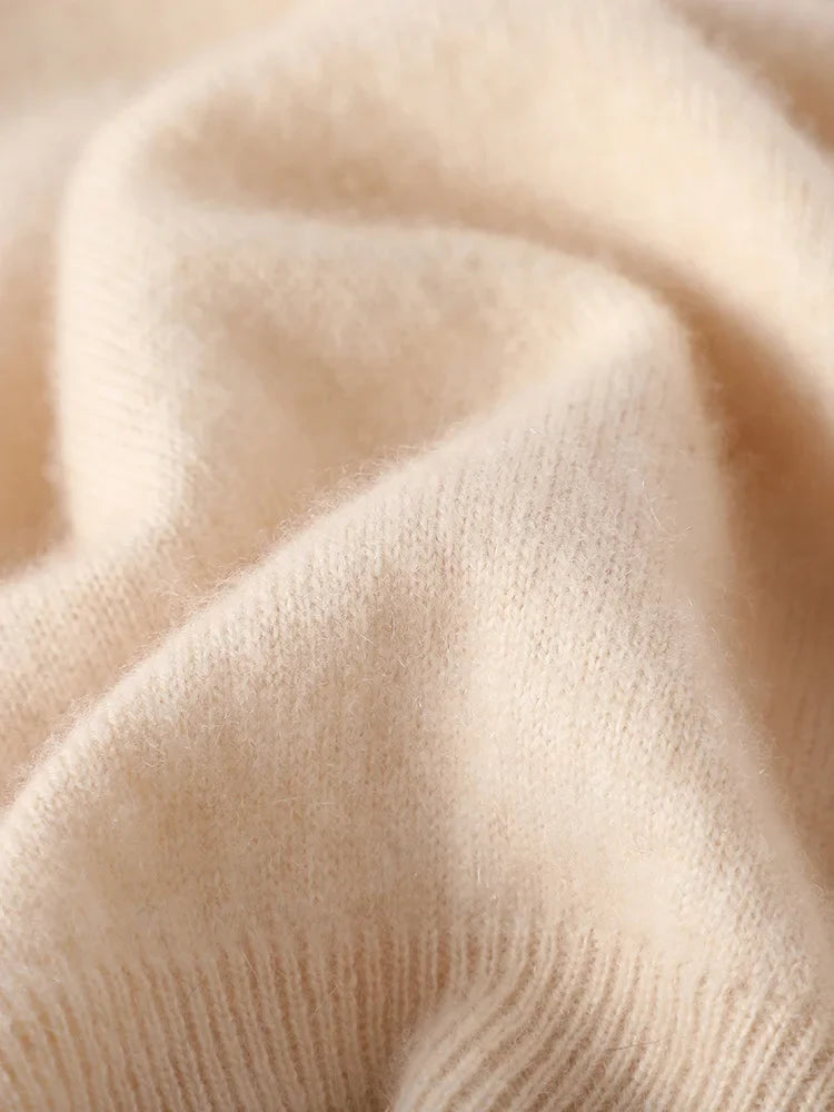 Cashmere Half-Zip Pullover Sweater with Stand-Up Collar, Standard Fit, Beige
