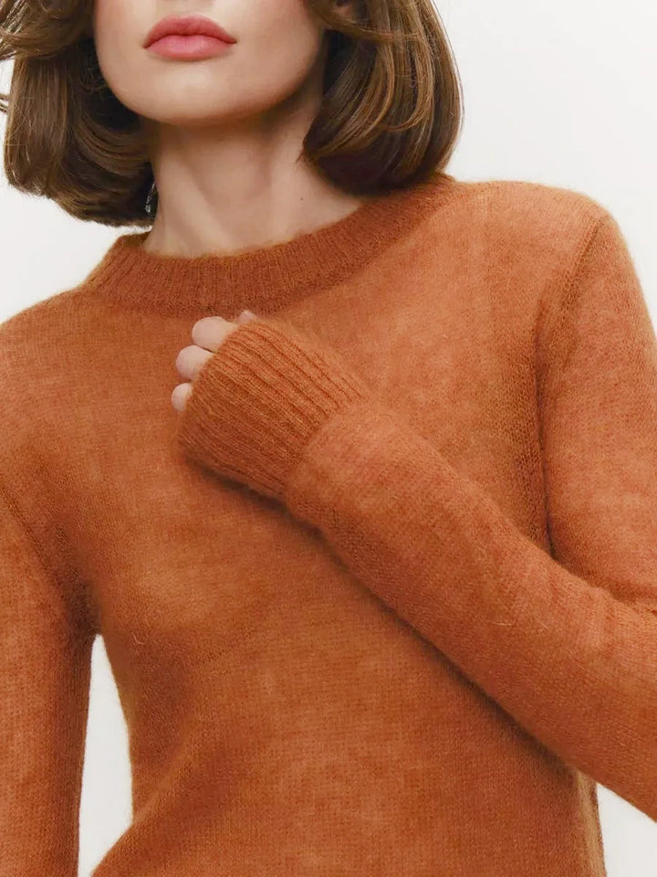 Crewneck Sweater in Soft Nylon-Cotton Knit with a Streamlined, Flattering Fit