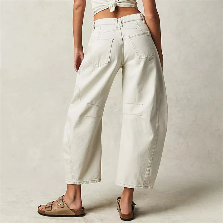 Barrel-Leg Jeans in Leopard Print with Mid-Rise Waist and Ankle-Length Wide Leg