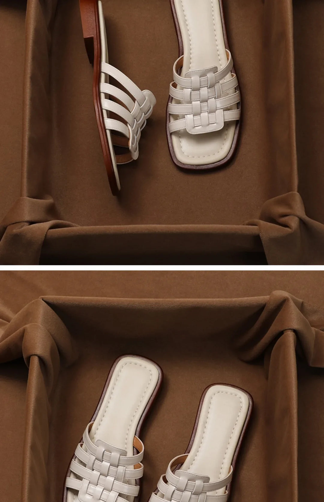 Woven Slides with Cushioned Footbed, Square Open Toe and Slight Heel Lift