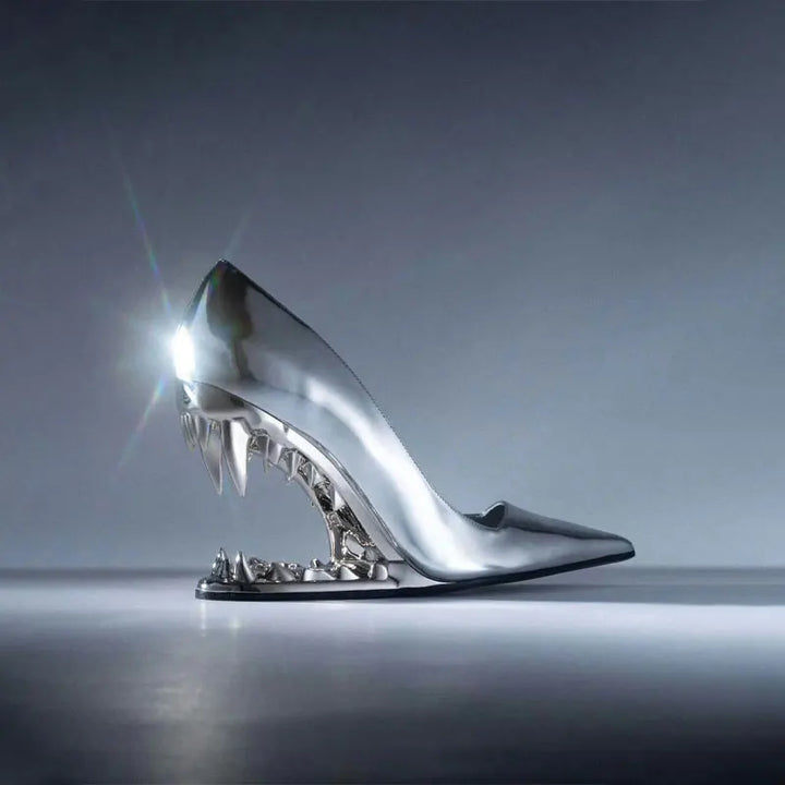 Pointed-Toe Stiletto Pumps in Metallic Gold Finish with Sculpted High Heel for Standout Style