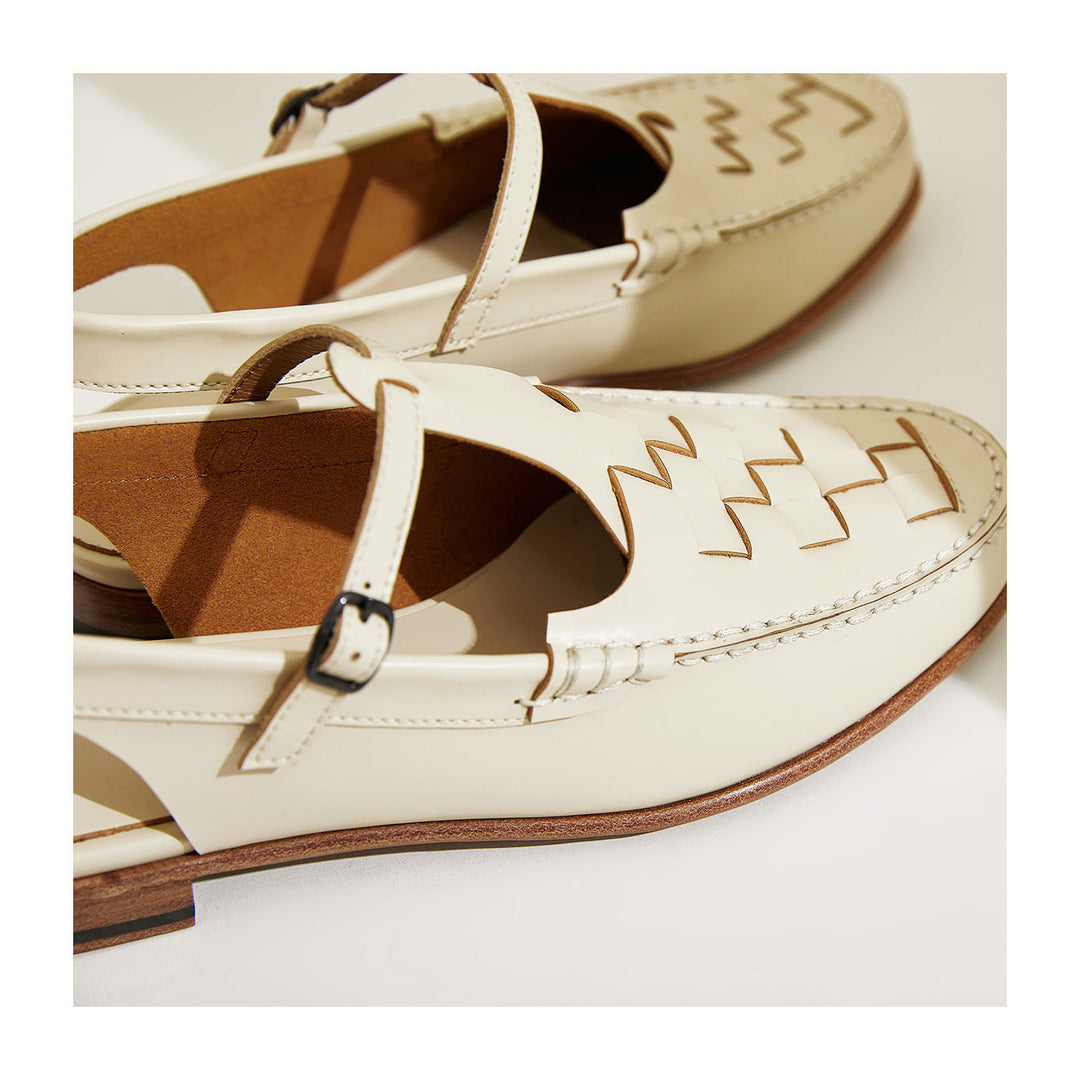 Leather Slingback Sandals with Woven Straps and Cushioned Footbed, Women's Palermo