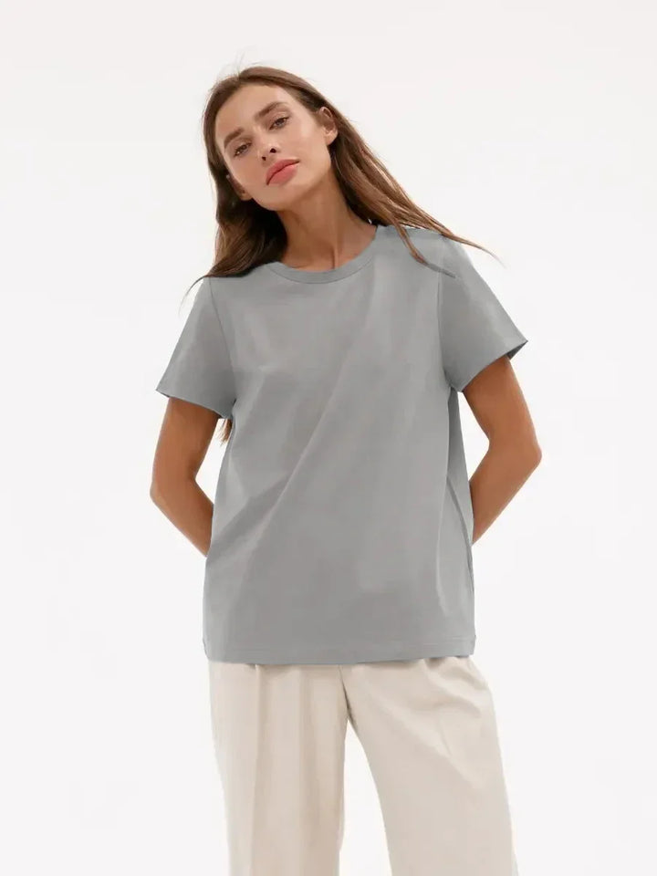 100% Cotton Crew Neck T-Shirt, Relaxed Fit Short Sleeve Tee for Everyday Layering in Black
